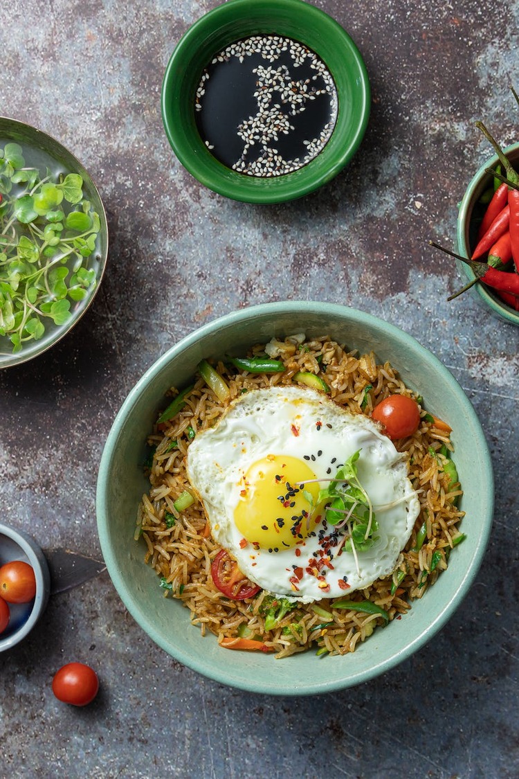 Fried Rice with Sunny Side Up Eggs and Soy Sauce - Rice Recipe