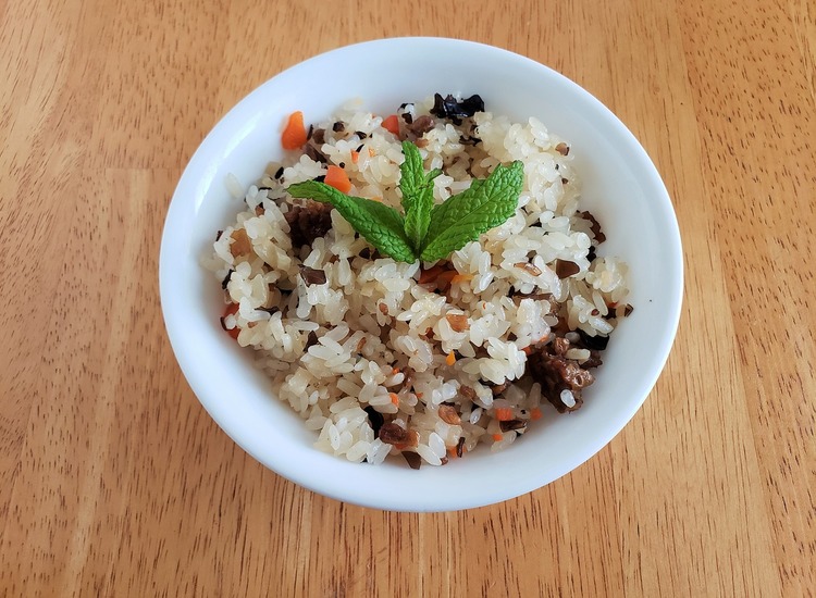 Rice Recipe - Sticky Fried Rice with Mushrooms and Mint