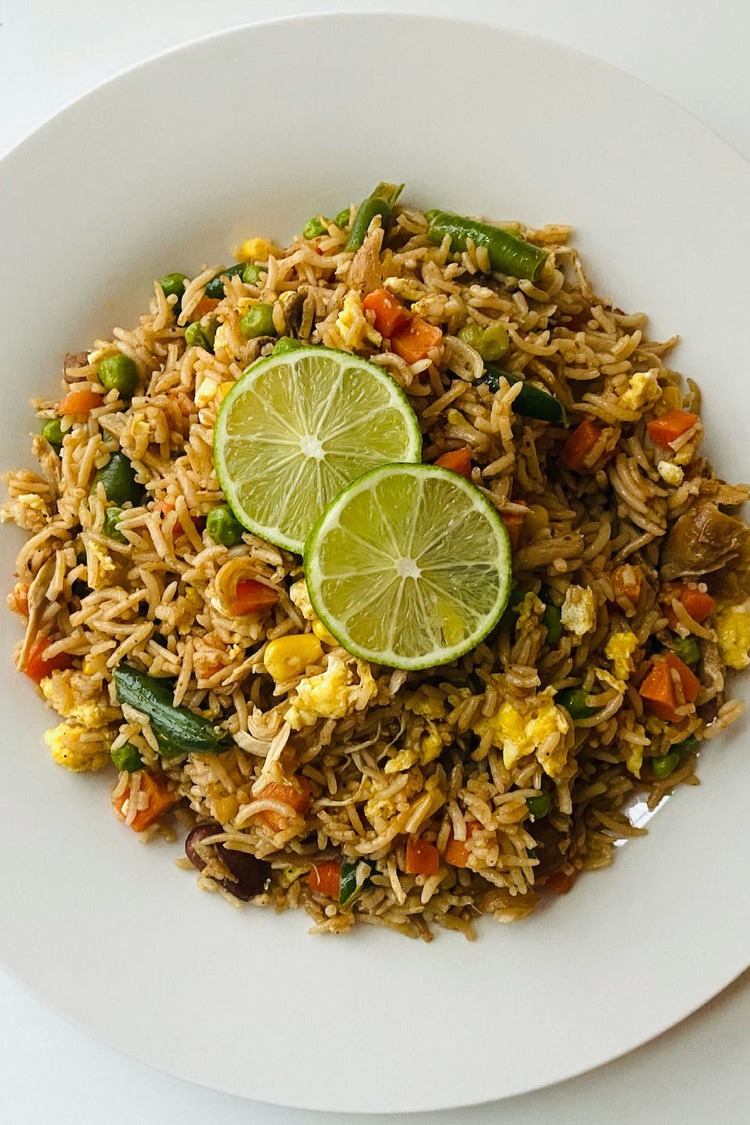 Rice Recipe - Egg Fried Rice with Corn, Carrots and Peas