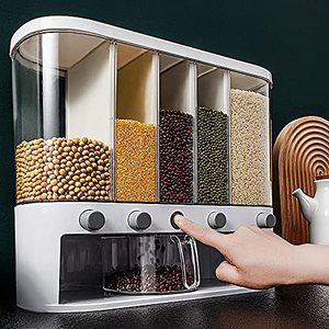Xilei Wall Mounted Rice And Grain Dispenser With Measuring Cup
